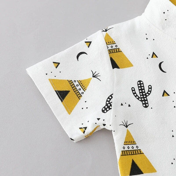 Manche courte avec imprimé tipi jaune de l’ensemble pour bébé garçon été