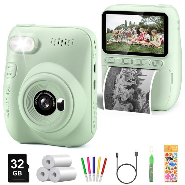 Appareil Photo Enfant vert avec Impression Instantanée et accessoires inclus – Cocon d'Ange