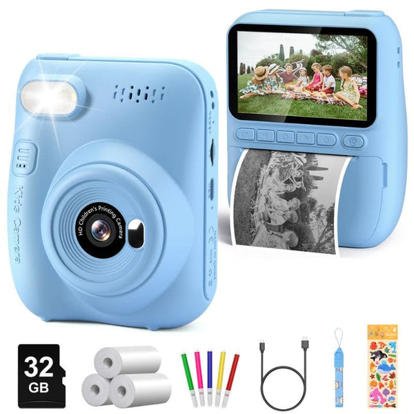 Appareil Photo Enfant bleu avec Impression Instantanée et kit complet – Cocon d'Ange