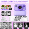 Appareil photo instantané violet avec fonction d'impression photo sur fond rose - Appareil Photo Instantané pour Enfant