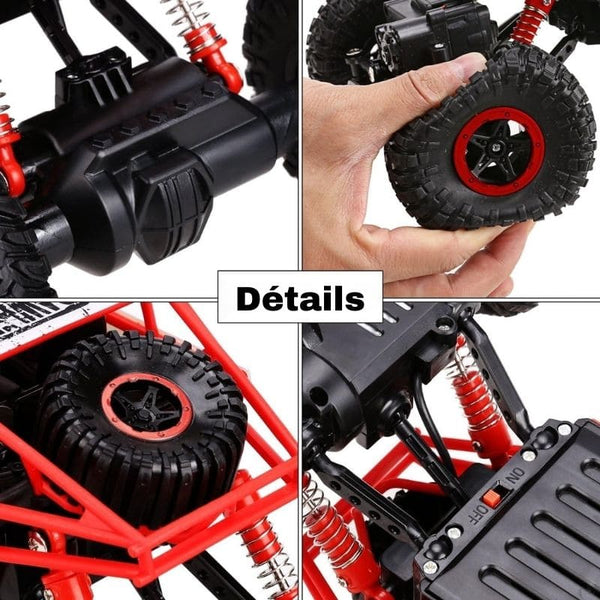 Détails du Buggy Télécommandé 4x4 Tout Terrain avec suspensions, pneus et bouton marche/arrêt – Cocon d’Ange