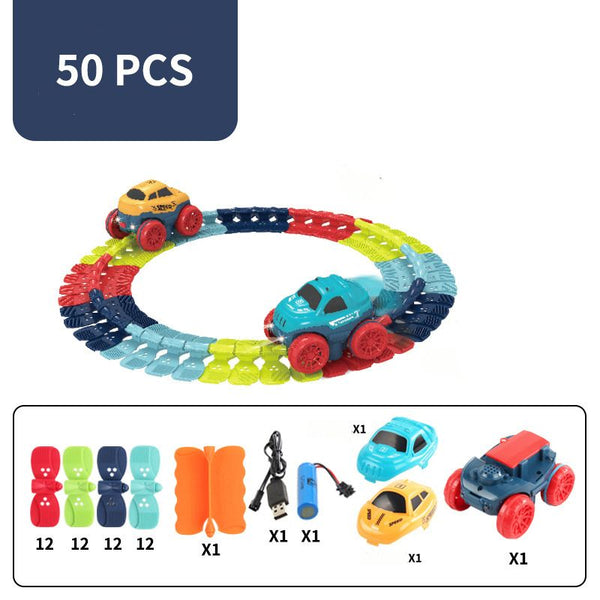 Circuit Voiture Enfant looping et modulable de 50 pièces avec voitures colorées – Cocon d'Ange