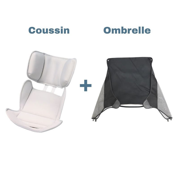 Set complet Coussin de Siège et Ombrelle de Protection pour Poussette Siège Auto – Cocon d’Ange