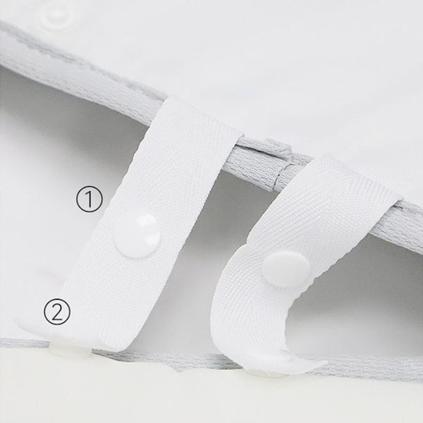 Détail de fixation par bouton-pression du Coussin de Siège pour Poussette Siège Auto – Cocon d’Ange