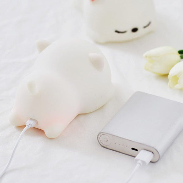 Veilleuse chat rechargeable avec batterie USB.