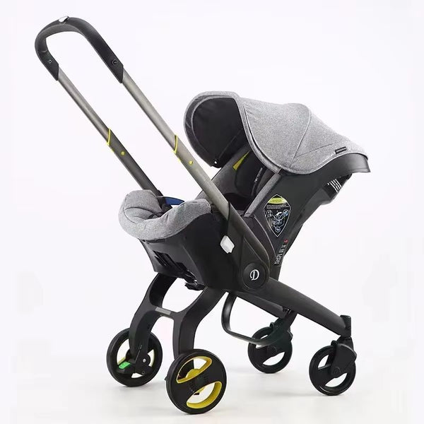 Poussette Siège Auto grise avec canopy intégré et châssis pliable - Cocon d'Ange