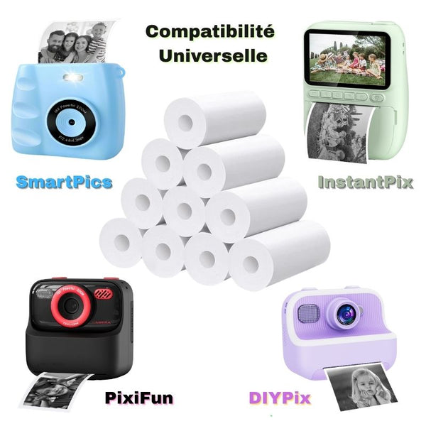 Rouleaux Papier Thermique 57×25 mm compatibilité universelle SmartPics PixiFun InstantPix DIYPix - Cocon d'Ange