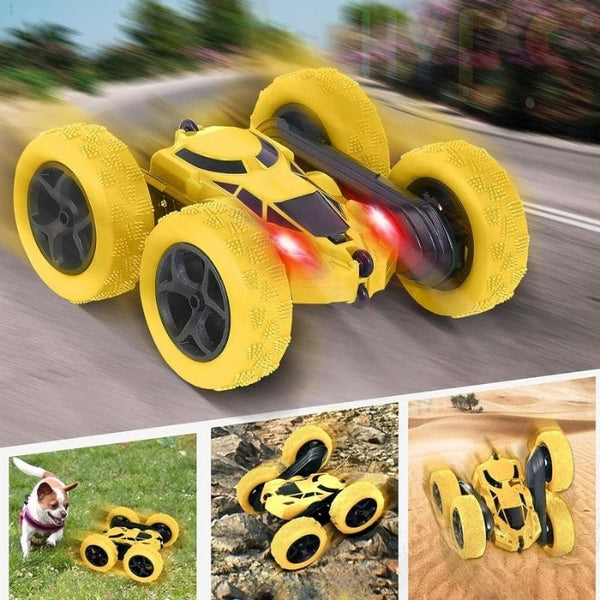 Voiture Télécommandée Tout Terrain jaune en action sur route, herbe et sable – Cocon d'Ange.