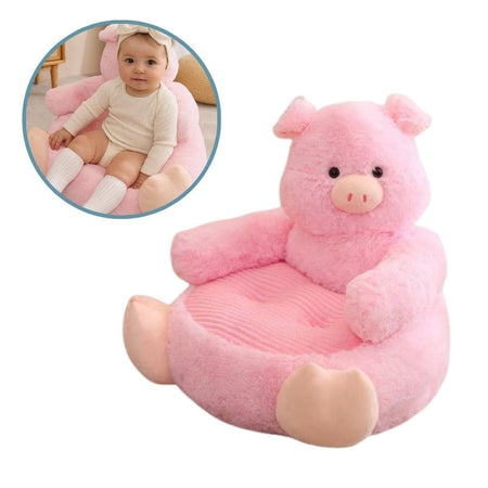 Fauteuil Bébé Animaux cochon rose avec bébé assis dans un encart rond