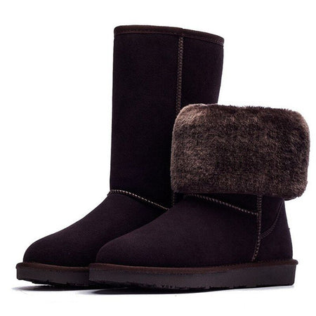Bottes en Cuir Fourrées Femme noires avec option fourrure retroussée ou haute.