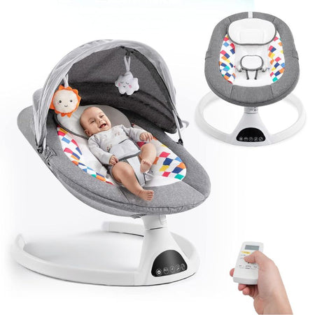 Balancelle Bébé Électrique avec télécommande et options Bluetooth pour un confort optimal.