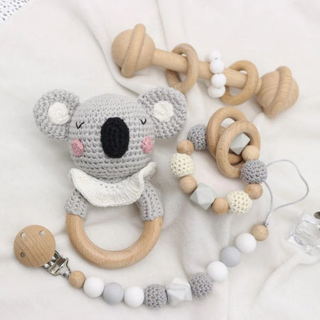 Coffret d'accessoires en bois pour bébé - Anneaux de Dentition Bébé koala