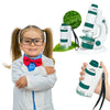 Petite scientifique avec microscope de poche enafnt pour explorer et apprendre.