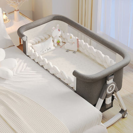 Berceau Bébé Cododo collé au lit avec tour de lit tressée