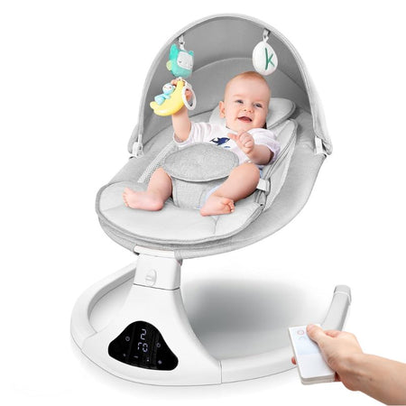 Transat Balancelle moderne et interactif avec jouets et télécommande pour le bonheur de bébé.