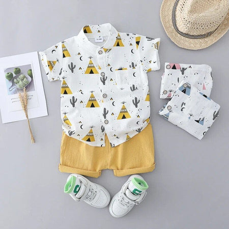 Ensemble pour bébé garçon décliné en plusieurs variantes colorées au style bohème