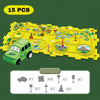Thème dinosaure du Circuit voiture Puzzle, 15 pièces, comprenant une piste de voiture Jurassic et des dinosaures.