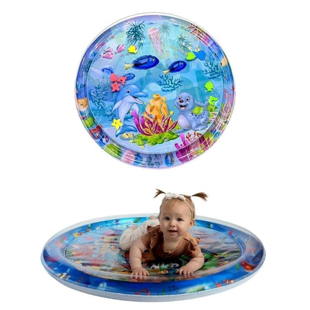 Tapis d'eau bébé OceanBaby avec design coloré et personnages aquatiques captivants pour le jeu.