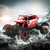 Buggy Télécommandé 4x4 Tout Terrain rouge franchissant des rochers avec éclaboussures d’eau – Cocon d’Ange