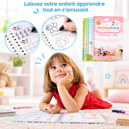Cahiers WriteSpark avec exercices guidés de nombres et dessin pour apprendre en s'amusant - Cocon d'Ange