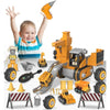 Un enfant heureux joue avec un grand set de Véhicules de Chantier pour Enfant comprenant des engins, accessoires et visseuse – Cocon d'Ange