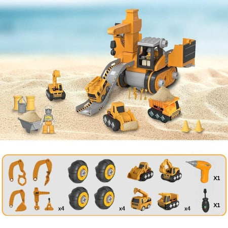 Présentation complète du contenu du pack Véhicules de Chantier pour Enfant avec accessoires et outils – Cocon d'Ange