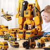 Enfant assemblant le grand robot Transformo à partir des véhicules de chantier - Cocon d'Ange