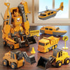 Véhicules de chantier Transformo : camion benne, pelleteuse, bulldozer, bateau et hélicoptère - Cocon d'Ange