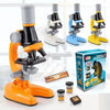 Microscope scientifique pour enfant orange présenté avec la gamme de coloris, la boîte et les accessoires - Cocon d'Ange
