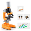 Microscope scientifique pour enfant orange présenté avec ses accessoires : lames, flacons et outils - Cocon d'Ange