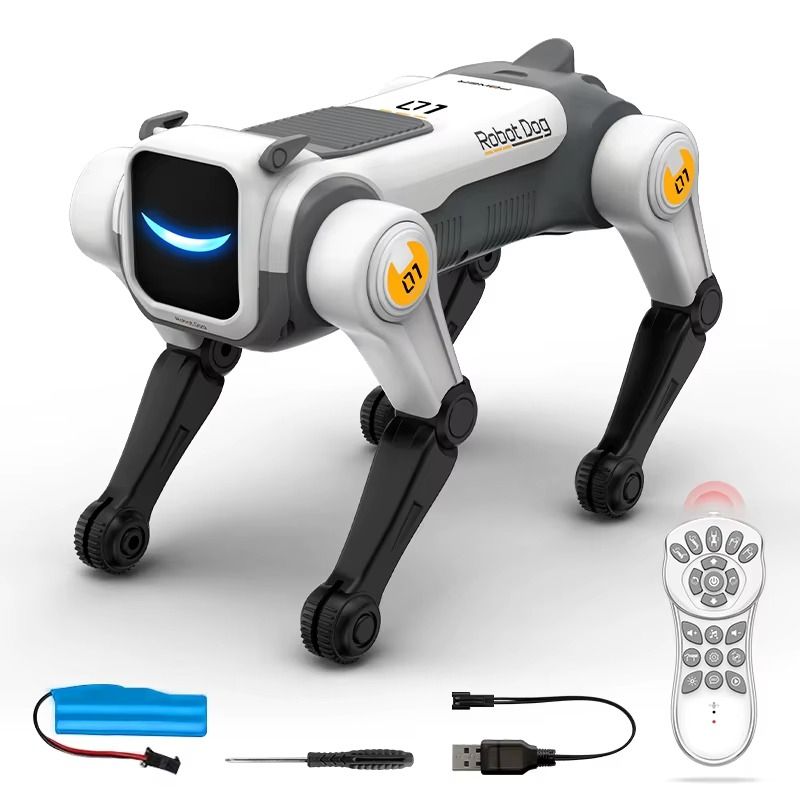 Robot interactif BuddyBot blanc avec télécommande, batterie rechargeable et câble USB - Cocon d'Ange